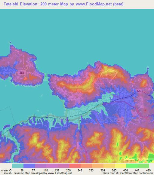 Tateishi,Japan Elevation Map