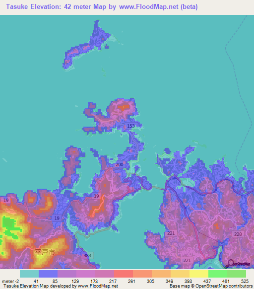 Tasuke,Japan Elevation Map