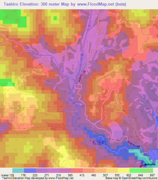 Tashiro,Japan Elevation Map