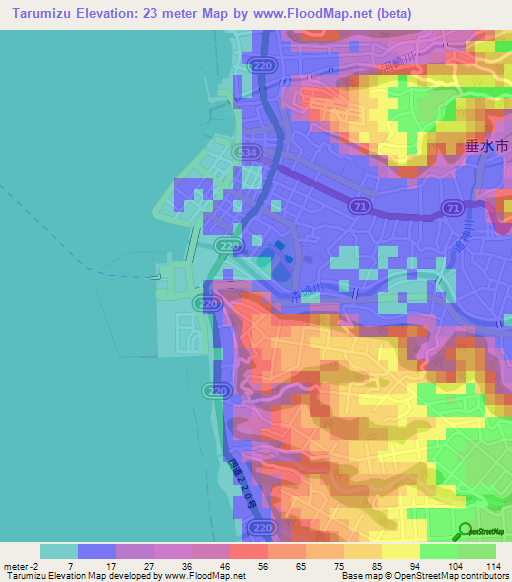 Tarumizu,Japan Elevation Map