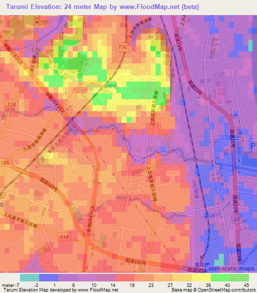 Tarumi,Japan Elevation Map