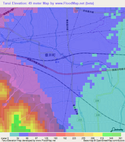 Tarui,Japan Elevation Map