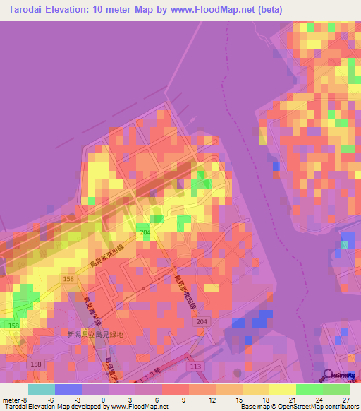 Tarodai,Japan Elevation Map