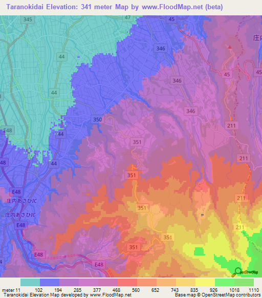 Taranokidai,Japan Elevation Map