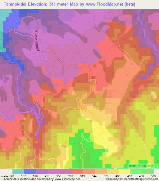 Taranokidai,Japan Elevation Map