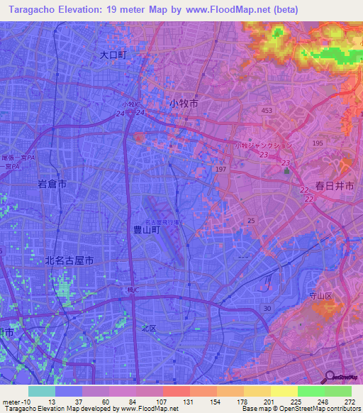 Taragacho,Japan Elevation Map