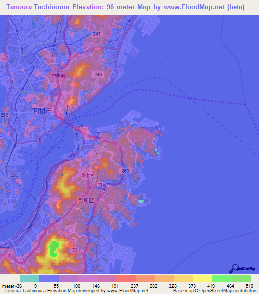 Tanoura-Tachinoura,Japan Elevation Map