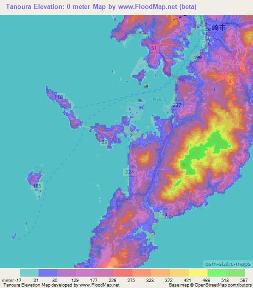 Tanoura,Japan Elevation Map