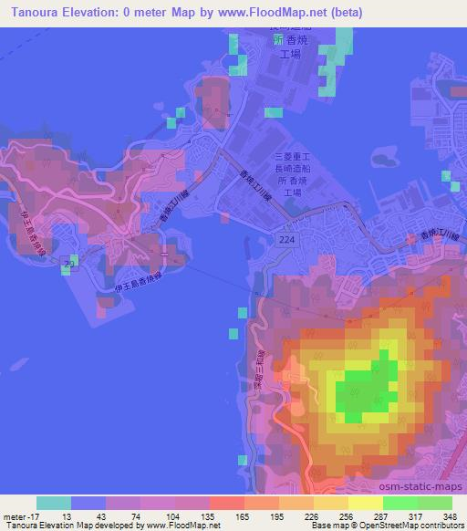 Tanoura,Japan Elevation Map