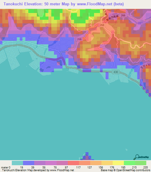 Tanokuchi,Japan Elevation Map