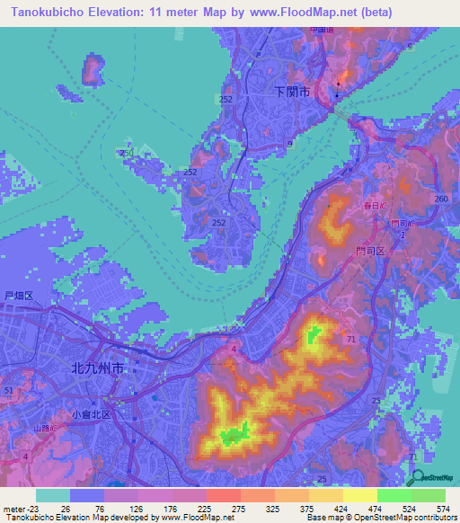 Tanokubicho,Japan Elevation Map