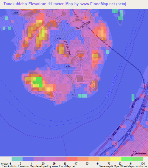 Tanokubicho,Japan Elevation Map