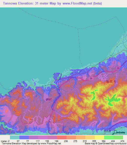 Tannowa,Japan Elevation Map