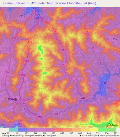 Tanisuji,Japan Elevation Map