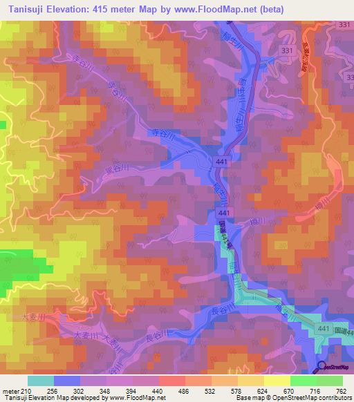 Tanisuji,Japan Elevation Map