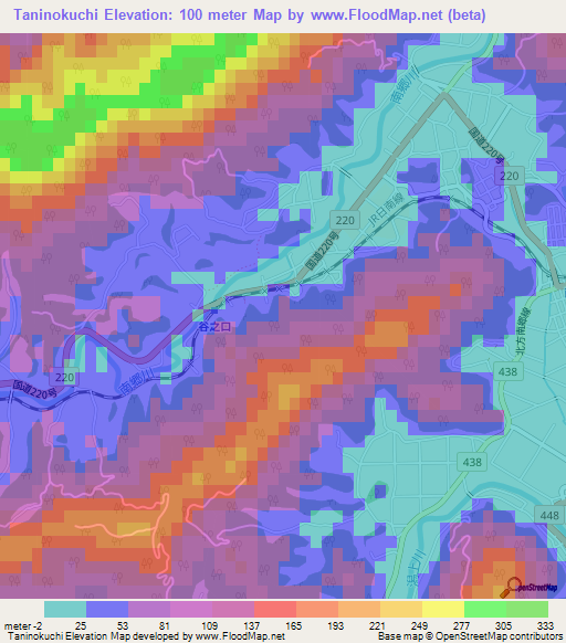 Taninokuchi,Japan Elevation Map