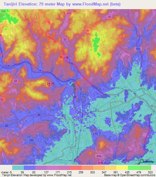 Tanijiri,Japan Elevation Map