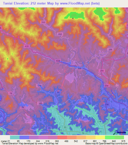 Taniai,Japan Elevation Map