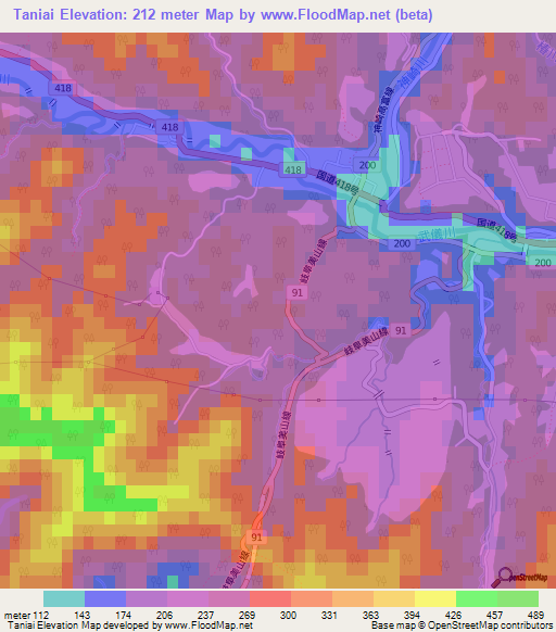 Taniai,Japan Elevation Map