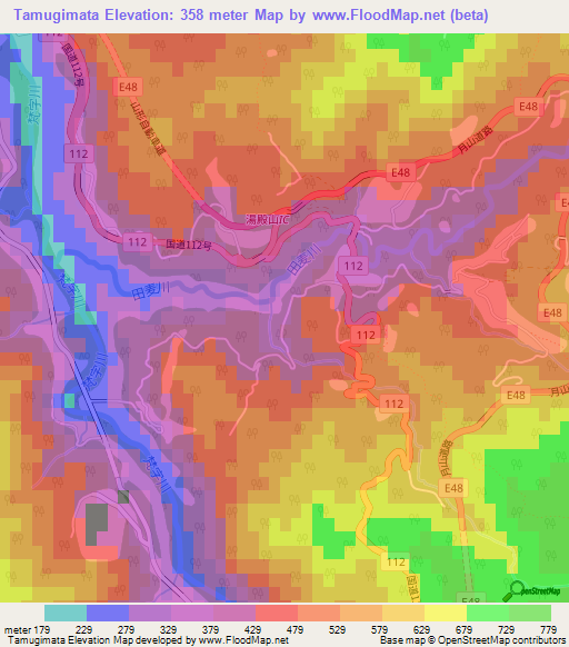Tamugimata,Japan Elevation Map