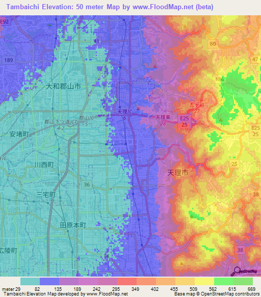 Tambaichi,Japan Elevation Map