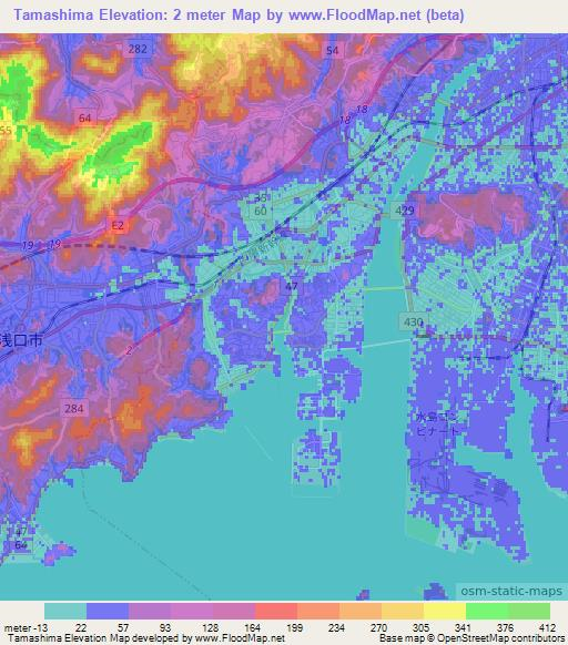 Tamashima,Japan Elevation Map