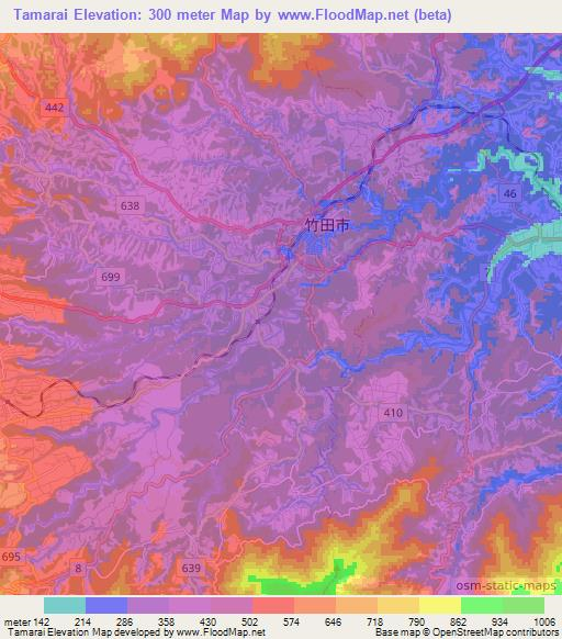 Tamarai,Japan Elevation Map