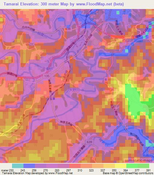 Tamarai,Japan Elevation Map
