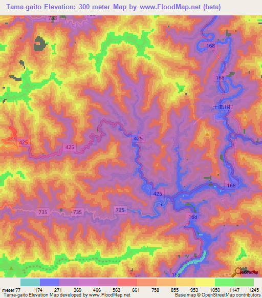 Tama-gaito,Japan Elevation Map