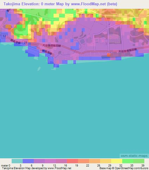 Takojima,Japan Elevation Map