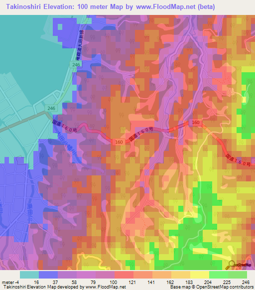 Takinoshiri,Japan Elevation Map