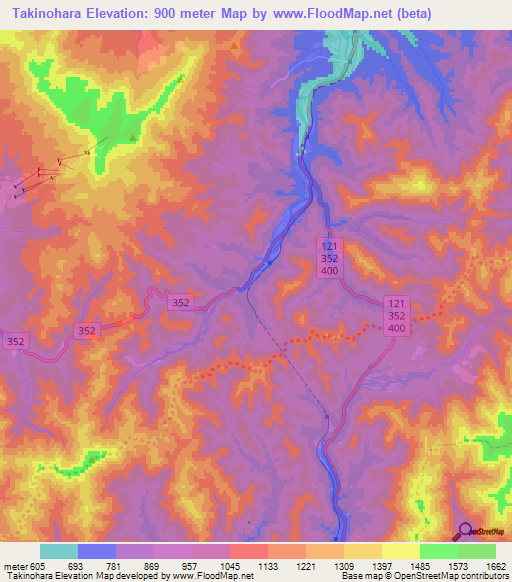 Takinohara,Japan Elevation Map