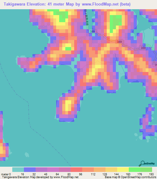 Takigawara,Japan Elevation Map