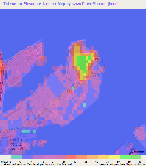 Takenoura,Japan Elevation Map