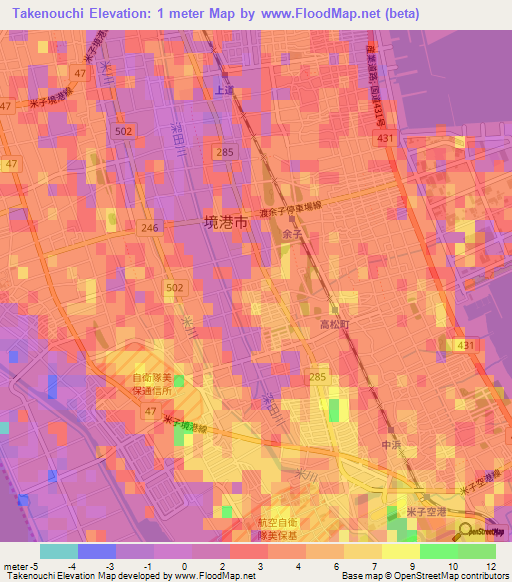 Takenouchi,Japan Elevation Map