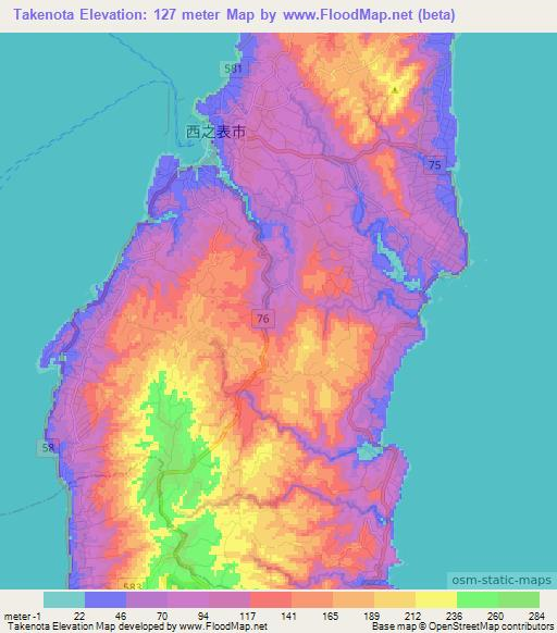 Takenota,Japan Elevation Map