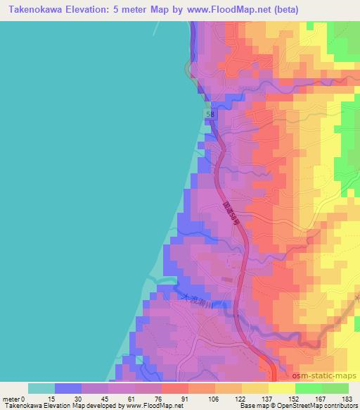 Takenokawa,Japan Elevation Map