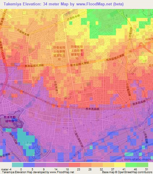 Takemiya,Japan Elevation Map