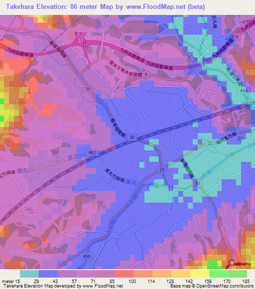 Takehara,Japan Elevation Map