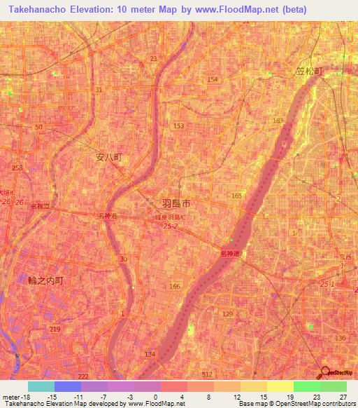 Takehanacho,Japan Elevation Map