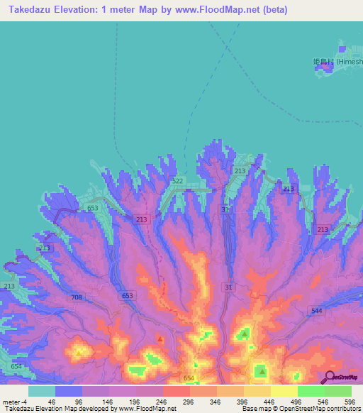 Takedazu,Japan Elevation Map