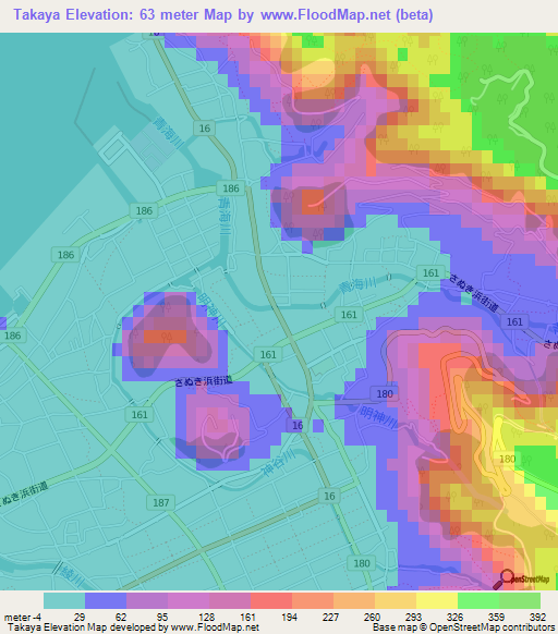 Takaya,Japan Elevation Map