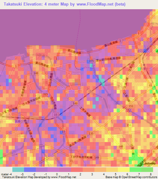 Takatsuki,Japan Elevation Map