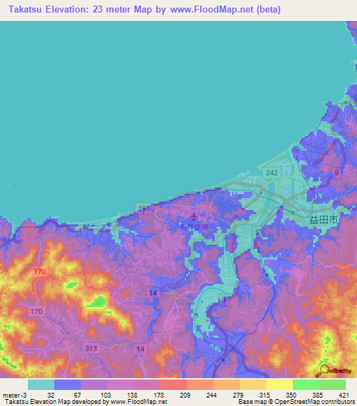 Takatsu,Japan Elevation Map
