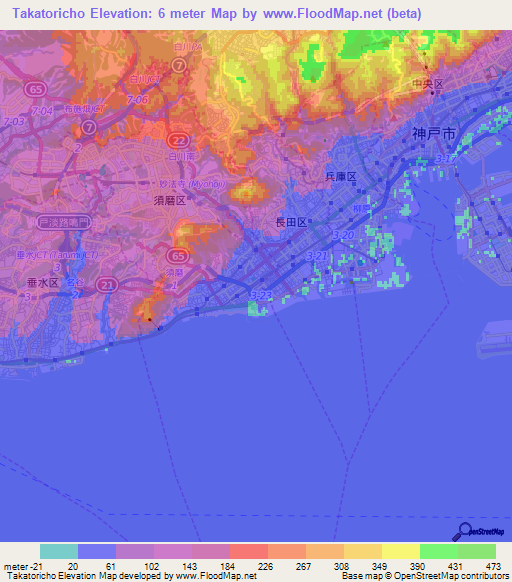 Takatoricho,Japan Elevation Map