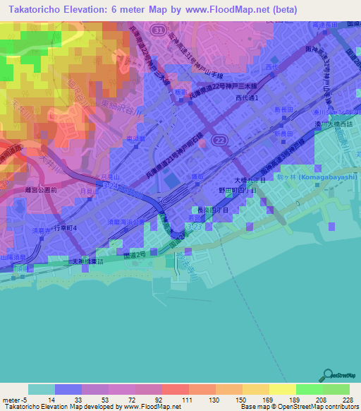 Takatoricho,Japan Elevation Map