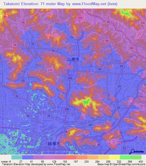 Takatomi,Japan Elevation Map