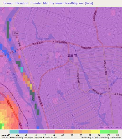 Takasu,Japan Elevation Map