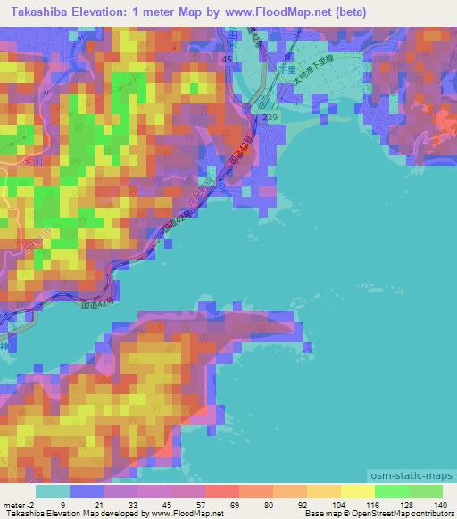 Takashiba,Japan Elevation Map