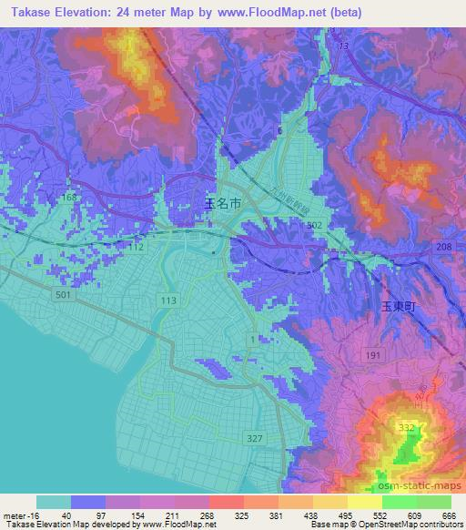 Takase,Japan Elevation Map